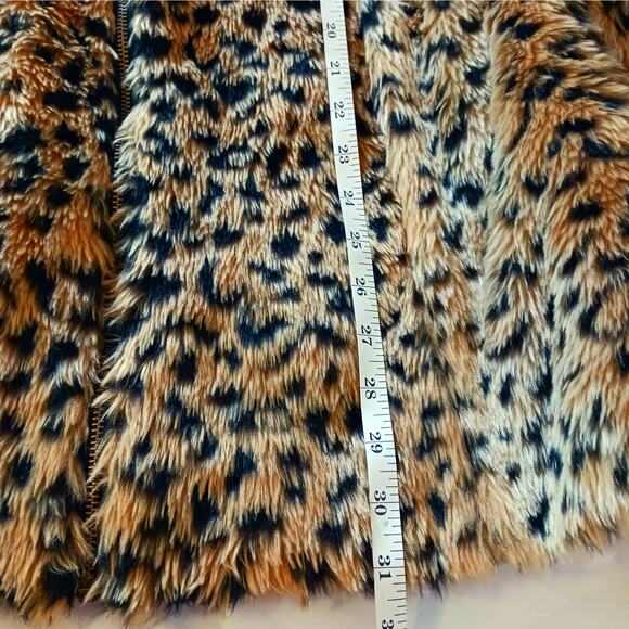 Baluoke Women's Faux Leopard Fur Coat with Hood & Pockets Size Small - Picture 6 of 9